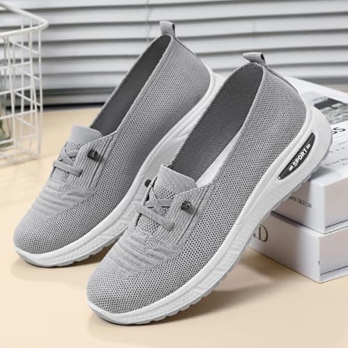 Women Comfy Orthopedic Walking Shoes Women Lightweight Slip-On Knitted Sneakers Comfortable Fashion Flat Walking Shoes Breathable Slip On Arch Support Non-Slip Sneakers — view 5