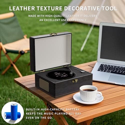 Yintiny Retro Portable CD Player with Bluetooth Connection, Leather Look — view 4