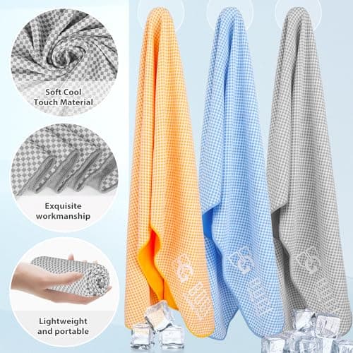 BOGI 2 Pack Cooling Towel, Cooling Towels for Neck(100x30 cm) Ice Towel Cooling Towel, Soft Breathable Sweat Towel for men & women,Stay Cool for Yoga, Sport, Gym Camping & More Activities | Blue+Grey — view 3