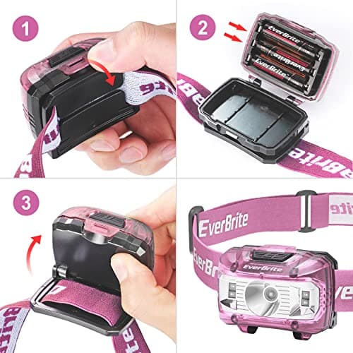 EverBrite 150-300 LM LED Head Torch Battery Powered(2 Pack, Pink) — view 5