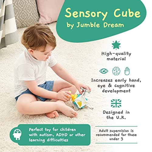 Jumble Dream Busy Cube Sensory Toys - Montessori Wooden Activity Cube Baby Toy - Travel Toddler Toys for Early Development Educational Fidget Cube for kids Autism & ADHD — view 6