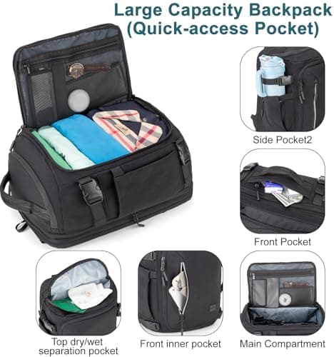 Tzowla Travel Laptop Backpack with USB Port and Wet Pockets, Expandable Waterproof Rackpack for Men and Women, Carry On Flight Approved Travel Bag Fit 17.3 Inch Computer/Notebook — view 3