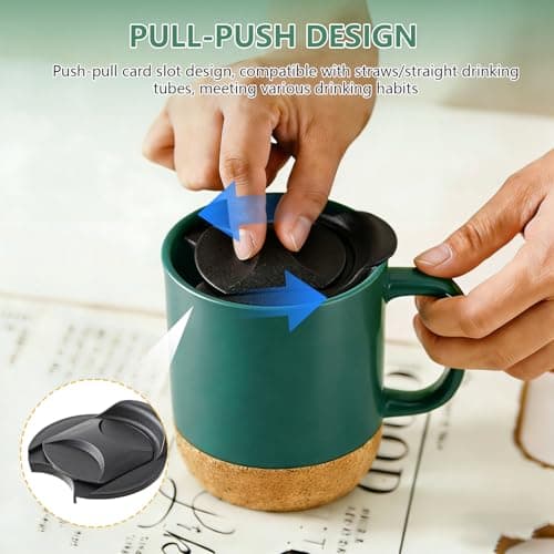 Eidoct Travel Ceramic Cup with Handle, Ceramic Coffee Mug 400ML — view 6