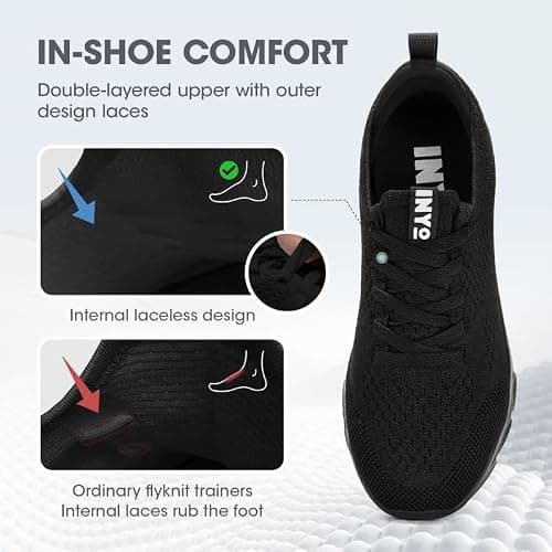 INYO Womens Black Trainers Running Shoes Jogging Fitness Sneakers Lightweight Breathable Walking Gym Sports Casual Trainers Tennis Shoes，Black Size 6 UK — view 2