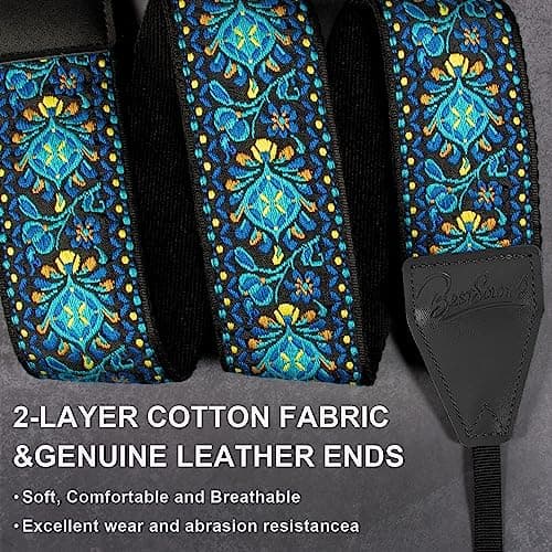 BestSounds Camera Strap, Jacquard Weave 2" Shoulder Neck Straps for All DSLR Cameras Men Women Photographers (Jacquard Teal Blue) — view 2