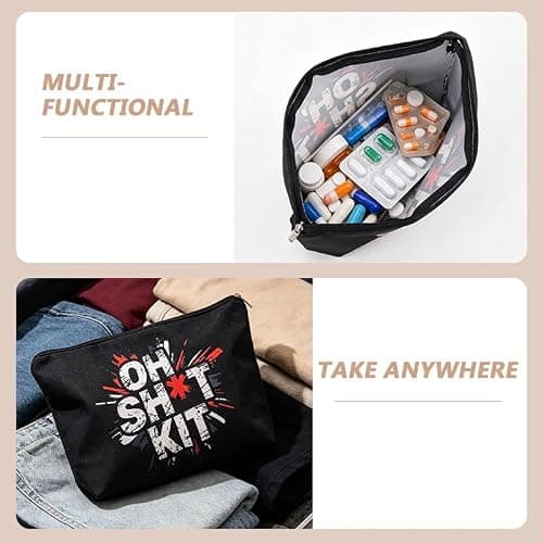 First Aid Kit Bag for Travel Med Medical Bags for Women Men Funny Medicine Makeup Bags Pouch for Purse Organizer Pouches Empty Emergency Med Pouch for Traveling Trauma Kit Pill Case for Car Travel — view 3
