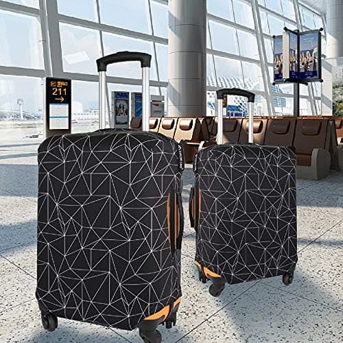 Explore Land Travel Luggage Cover Suitcase Protector Fits 23-26 Inch Luggage (Black Polygonal, M) — view 6
