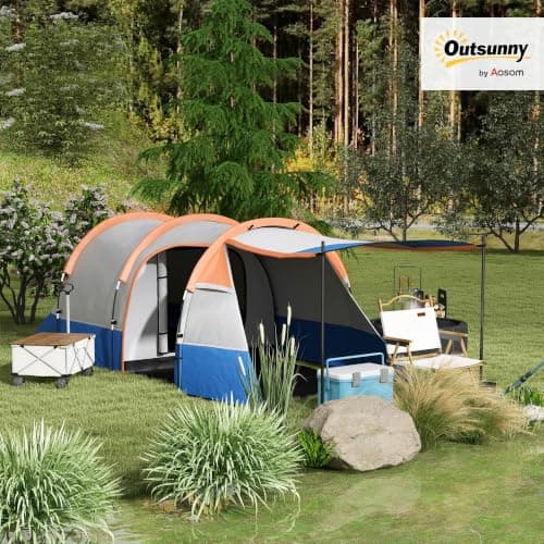 Outsunny 2 Man Camping Tent Tunnel Tent Large 420L x 200W x 150H cm Orange — view 2