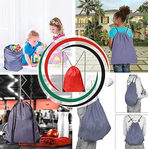 WFX Drawstring Gym Bag 2PCS String Bags Gym Sack Backpack PE Bags for Women Men Trainer Swimming Bag Travel Beach School Holidays Suitable for Sports,kids,Boys,Girls (Grey 1pc) — view 5