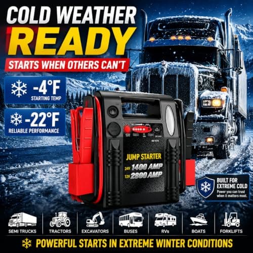 2800A/1400A Heavy Duty 12V/24V Car Jump Starter & Battery Booster – Jumper Pack, Lead-Acid Emergency Power for Cars, Trucks, SUVs, Boats, RVs — view 4