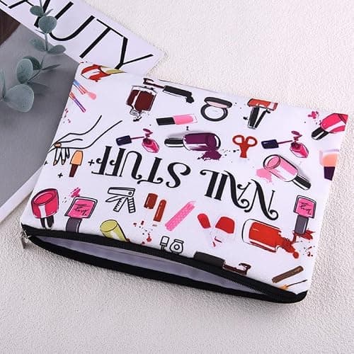 Nail Stuff Manicure Organiser Bag for Women Nail Polish Tool Accessories Organiser Pouch for Manicurist DIY Nails Art Storage Bag for Girls Portable Travel Manicure Canvas Makeup Bags — view 2