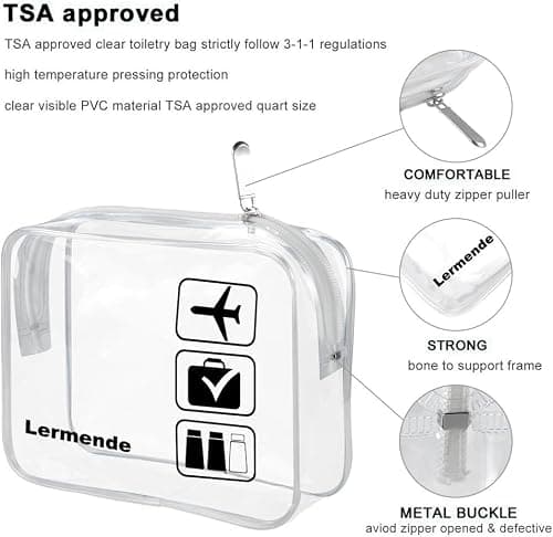 Lermende Clear Toiletry Bag TSA Travel Makeup Bags Luggage Pouch 3pcs — view 3