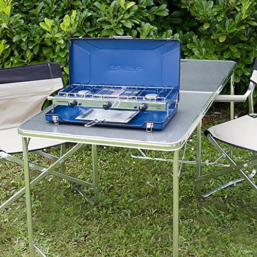Campingaz Chef Folding Double Burner Stove and Grill, compact gas cooker for camping or festivals, Blue — view 3