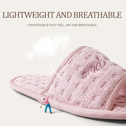 SJTJSPX Hotel Slippers Non-Disposable Guests' Slippers Women's Indoor Slippers House Shoes Open Toed Cotton Breathable Slippers for Travel Spa Salon Party Bride Slipper Folding — view 4