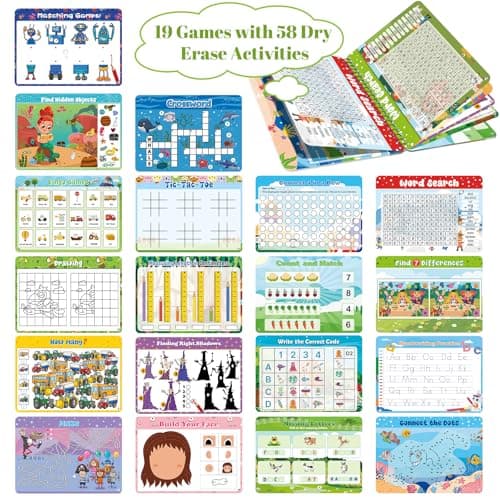 Kalysky Travel Games For Kids 2 Pack,58 Reusable Road Trip Activity Toys — view 6