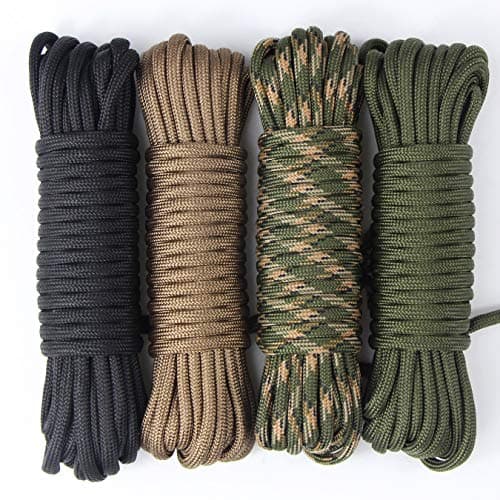 aufodara 4pcs 19ft/6 meters Paracord Rope 7 Inner Strands Nylon Rope 550lb Breaking Strength for Outdoor Survival Rope, Lanyards, Keychain, Dog Collar, DIY Kit Craft Toy (D4-A-4x19ft) — view 5