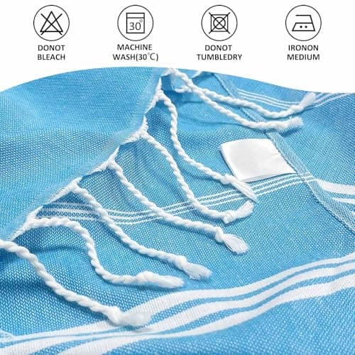 Ouxiaobai Turkish Beach Towel Oversized - 40"x70" Quick Dry Sand Free Thin Beach Towels for Adults, Extra Large Lightweigh Travel Towel(Sky Blue) — view 5