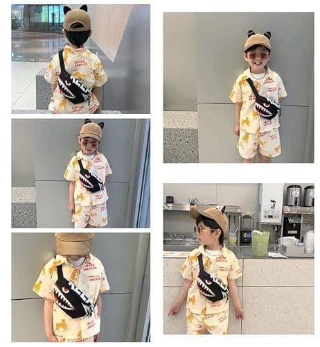 Dzxin Shark Fanny Pack,Kids Bum Bag Bumbag Cartoon Hipsack Belt Bag Waist Bag Fanny Pack Fabric Nylon Money Belt Crossbody Chest Bag for Children Grils Boys Running Hiking Travel Sports — view 2