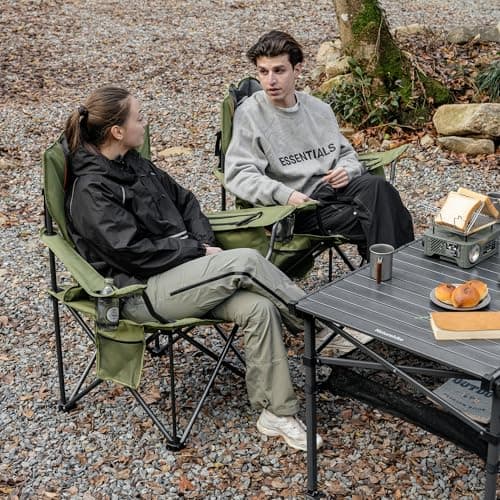Naturehike 2 Pack ComfortMax Camping Chairs with Padded Seat, Cup Holder and Side Pocket, Portable Folding Chairs Supports 120kg/265lbs(Green) — view 2