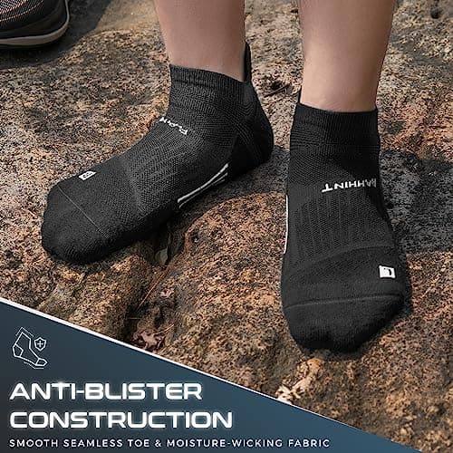 Rahhint Pro Coolmax Anti-Blister Cushioned Running Socks Ankle Compression for Women and Men, Lightweight Summer Marathon Walking Training (3 Pairs) — view 4