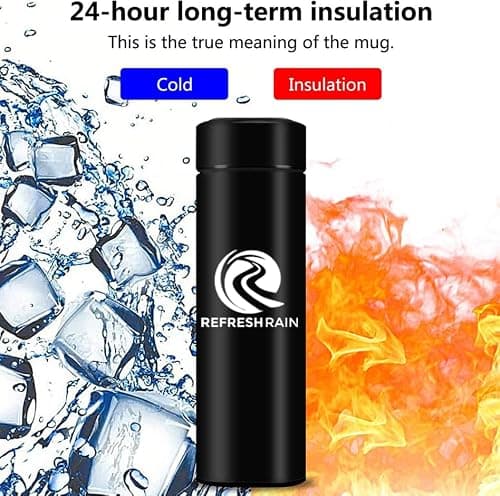 Smart Thermal Flask Digital Temperature Display Ideal for Hot Drinks & Boiled Water 500ml Stainless Steel Baby Bottle Perfect for Cold Coffee Tea Milk on the Go (Black) — view 4