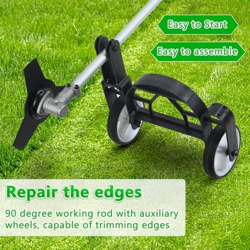 8 in 1 Petrol Garden Multi Tool, 52CC Gas Powered Weed Eater with Brush Cutter, Hedge Trimmer, Pole Chainsaw & Auxiliary Wheel for Grass Hedge Tree Cutting (Orange) — view 5