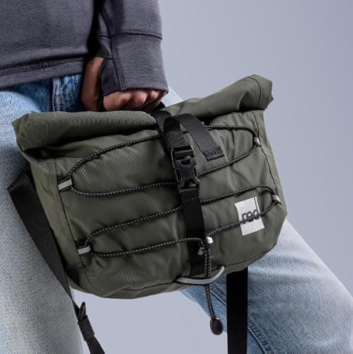 Red Original Unisex PFC-Free Waterproof Cross Body Bag - Lightweight, 100% Recycled Fabric, Practical Storage for all Weather, Walking, Boating, Cycling, Hiking, Camping, Beach (Olive Green, 7L) — view 6