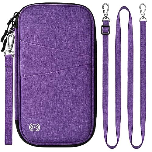 LUROON Passport Holder Travel Wallet, Family Passport Wallet RFID Blocking Waterproof Travel Document Organiser for ID Card Flight Tickets Money Coins Phone Keys