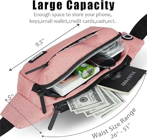 SINNO Fanny Packs for Women Men Waist Pack Fashionable Waterproof Gifts for Running Sport Workout Hiking Travel Walking Waist Pack Phone Bags Wallets Purse Carrying All Phones — view 4