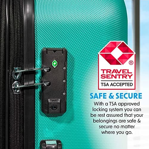 Dellonda Suitcase Set 3-Piece Lightweight Hard Shell Luggage with TSA Lock - 20", 24", 28" - Teal — view 3