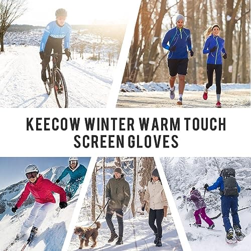 KEECOW Mens Winter Gloves,Womens Thermal Warm Knit Touchscreen Gloves with Fleece Lining for Running Ski Outdoor（Coffee） — view 6