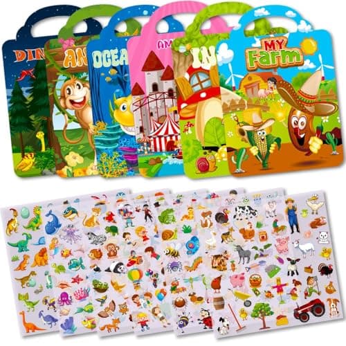 Aannanl 6 Reusable Sticker Book for Toddlers 2+ Years,300+ Puffy Stickers — view 2