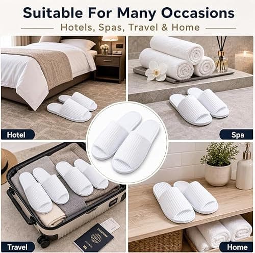 Defresit 6 Pairs Disposable Open Toe Spa Slippers Flat Washable Foldable — view 6