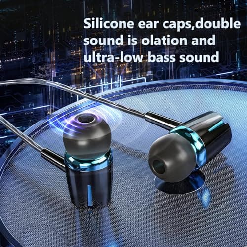 In Ear Wired Headphones,4 Packs Wired Earphones with Microphone&Volume Control and 12 Pairs Replacement Earplugs,Noise Isolating & Deep Bass Headphones in Ear for i-Phone,i-Pad, Smartphone,MP3 Players — view 2