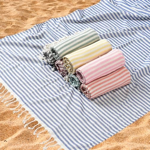 Volope Turkish Beach Towels Sand Free Travel Beach Towel, Oversized 39×71 Striped Bath and Swim Blanket, 100% Cotton, Fast Dry — view 2