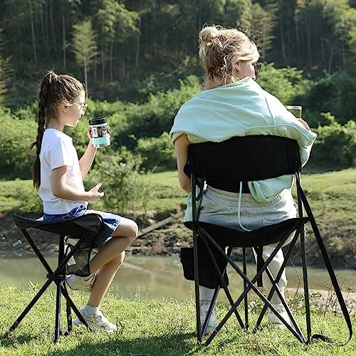 EVER ADVANCED Folding Stool Tripod Tall 53cm Lightweight Up to102 KG Grey — view 2