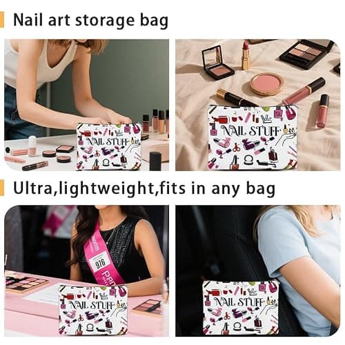 Nail Stuff Manicure Organiser Bag for Women Nail Polish Tool Accessories Organiser Pouch for Manicurist DIY Nails Art Storage Bag for Girls Portable Travel Manicure Canvas Makeup Bags — view 4