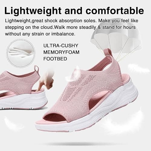 ziitop Sandals Womens Summer Washable Slingback Orthopedic Slide Sport Ladies Walking Sandals Womens With Arch Support Wedge Platform Walking Shoes Casual Thick Bottom Comfy Beach Shoes — view 4