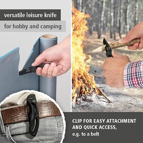 Wolfcraft Folding Knife with Aluminium Grip, 70 mm Blade Pocket Knife — view 2