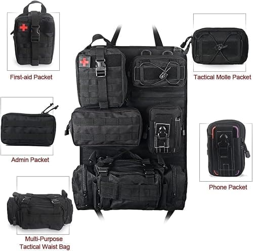 Refein Tactical Car Seat Back Organiser with 5 Detachable Storage Bag — view 6