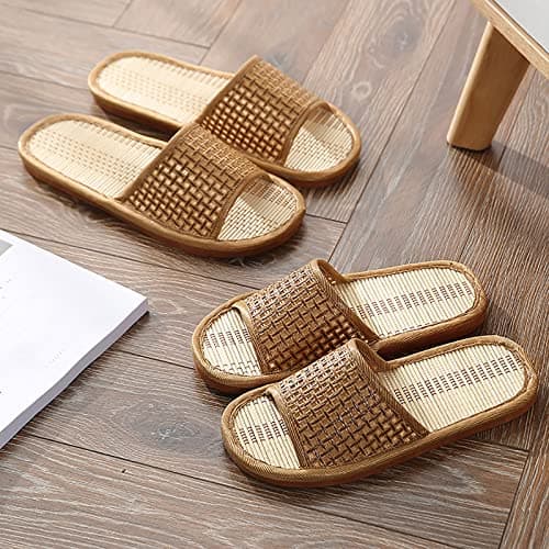 Unisex Bamboo Slippers - Breathable Woven Sandals, Eco-Friendly Indoor, Summer House Shoes, Lightweight Non-Slip Natural Straw, Casual Footwear — view 3