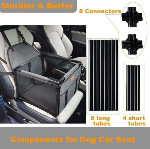 GoBuyer Waterproof Pet Dog Car Seat Booster Carrier Box and Basket with Seat Belt Harness Restraint for Puppy Cat Travel (Grey, Standard 40x40cm) — view 5