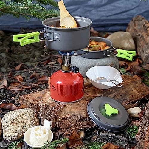Queta Outdoor Camping Tableware Set, 10 Pieces Camping Gavette Set Foldable for Hiking, Picnic, BBQ, FDA Certified, 1-2 People — view 5