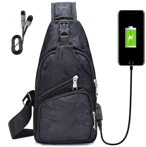 flintronic Sling Bag, Chest Bag with USB Charging Port, Men Women Lightweight Crossbody For Hiking,Cycling, Traveling (Include 1*USB Cable) — view 2