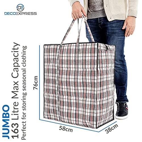 DECO EXPRESS Laundry Bags XXL, Pack of 4, 107L Strong, Durable & Reusable Extra Large Storage Bags with Zips, Ideal for Moving, Shopping, Packing, Laundry & Clothes Storage (76 X 59 X 24 CM) — view 3
