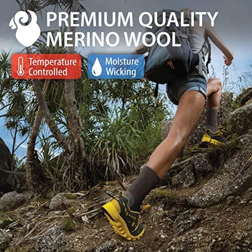 Merino Wool Blend Walking Hiking Socks Unisex (Pair) (Brown) (3-6.5) [S] — view 5