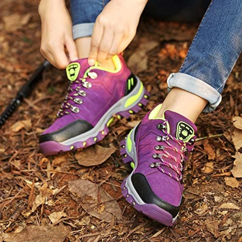 Waterproof Womens Walking Shoes Anti Slip Lightweight Outdoor Sports Trainers Breathable Comfort Travel Climbing Trekking Sneakers Purple — view 2