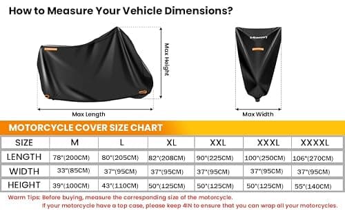 Motorcycle Cover 420D, Waterproof Outdoor, License Plate Window, L 86x37x43 — view 3