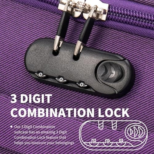 FLYMAX 24" Medium Super Lightweight 4 Wheel Suitcase Luggage Expandable with Wheels Purple — view 5