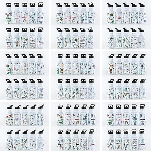 cribstar Personalised Kids Water Bottle - Stainless Steel - BPA Free - Leak Proof - Perfect for School, Sports, Holidays, Travel or anywhere. (Safari 2) — view 6